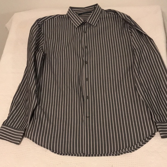 PERRY Ellis XL 100% Cotton Black with White Stripes - Picture 2 of 9